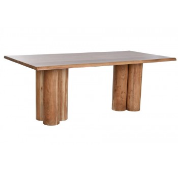 Mesa de comedor redonda Elian madera acacia 200X100X76