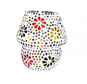 Lámpara de mesa mini craquelada A13 cristal multicolor