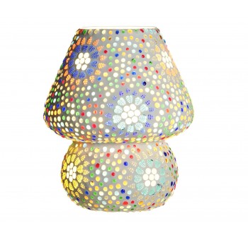 Lámpara de mesa craquelada cristal multicolor mosaico 18x18x23