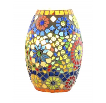 Lámpara de mesa A craquelada cristal multicolor mosaico 14x14x19