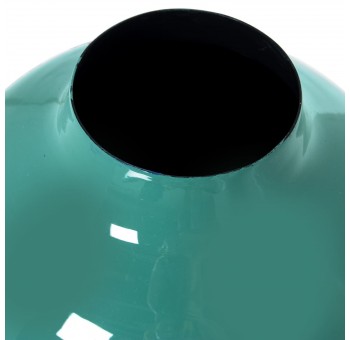 Jarrón Tenial metal esmaltado verde azulado cuello estrecho pequeño