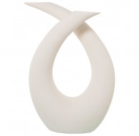 Jarrón Kornel abstracto cerámica blanco crudo mate