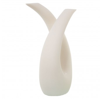 Jarrón Kornel abstracto cerámica blanco crudo mate