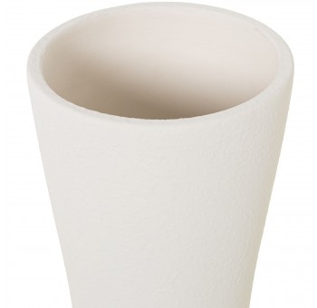 Jarrón Kornel abstracto cerámica blanco crudo mate forma tubo