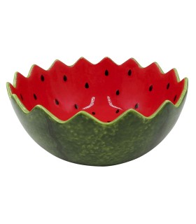Ensaladera Sandía cerámica rojo 23x23x9