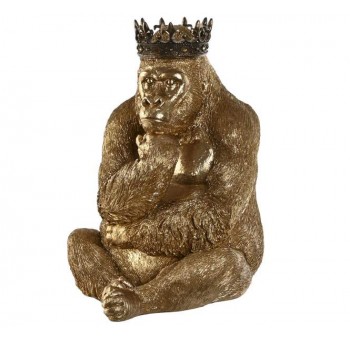 Figura decoración Gorila dorado 42,5X36X52
