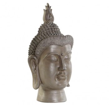 Figura Buda cabeza gris patina 30X29X58