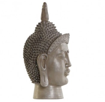 Figura Buda cabeza gris patina 30X29X58