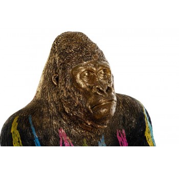 Figura Gorila multicolor con bandeja dorada 38X46X50,5