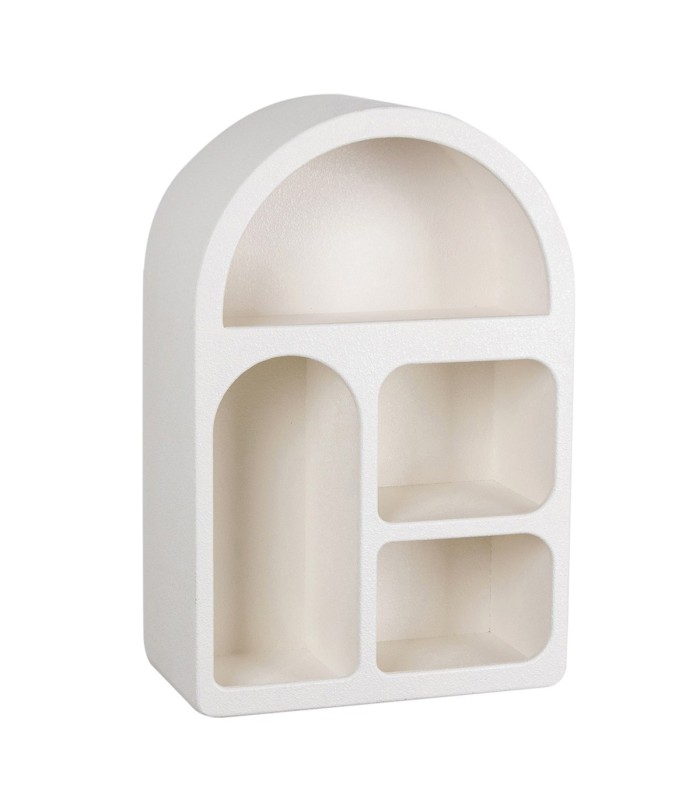 Estantería pared Ibiza madera blanco 4 estantes parte superior ovalada