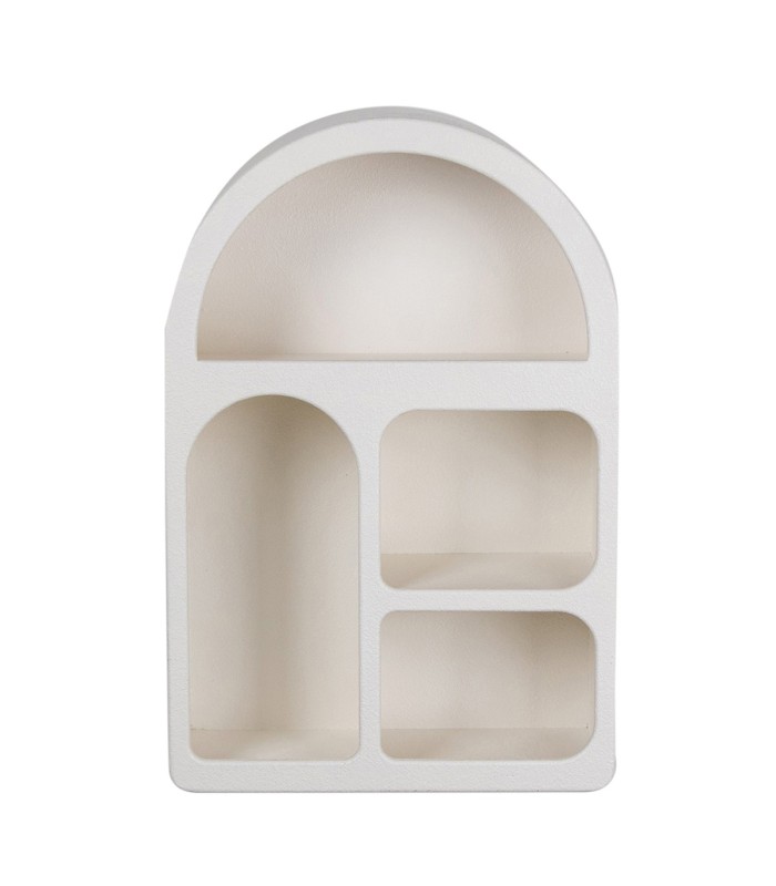 Estantería pared Ibiza madera blanco 4 estantes parte superior ovalada