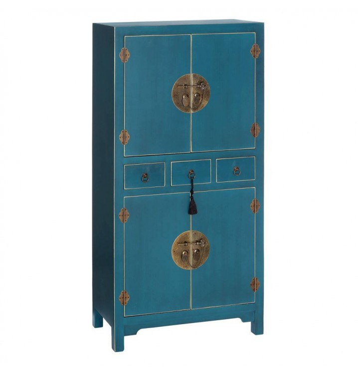 Mueble auxiliar Japo azul 4 puertas 3 cajones madera colores del mundo