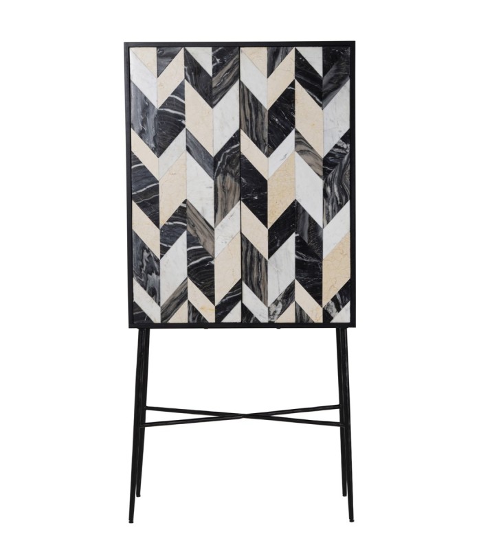 Armario alto 2 puertas Cikcakk 80x45x170 madera y mármol