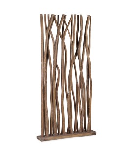 Biombo separador Brycen 90x20x180 ramas teca marrón blanqueado