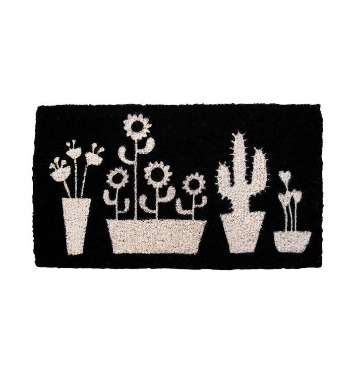 Felpudo negro Cactus blanco