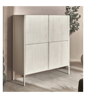 Armario Zyon 130x45x140 madera blanca 4 puertas