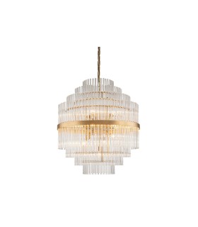 Lampara Techo Cristal Metal Dorado 60x60x67 Cm