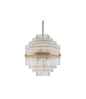 Lampara Techo Cristal Metal Dorado 60x60x67 Cm