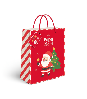 Bolsa papel mediana M Navidad Papa Noel árbol 18x10x23