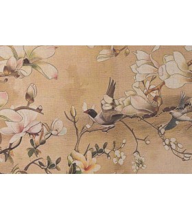 Cuadro lienzo Flores cerezo 120x3x80 lino natural