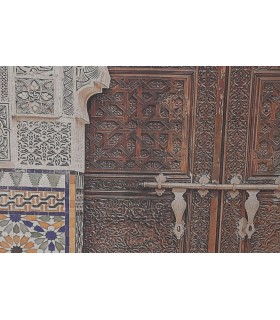 Cuadro lienzo Portón marroquí 60x3x80 lino natural