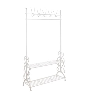 Perchero forja 101x38x182 envejecido blanco