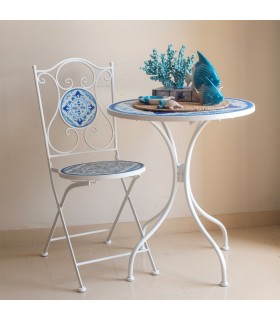 Silla plegable mosaico 39x53x89 blanca y azul