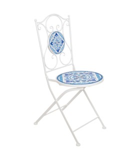 Silla plegable mosaico 39x53x89 blanca y azul