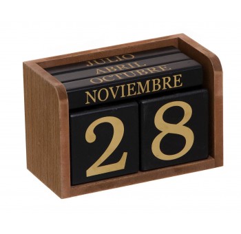Calendario cubos madera marrón y negro sobremesa