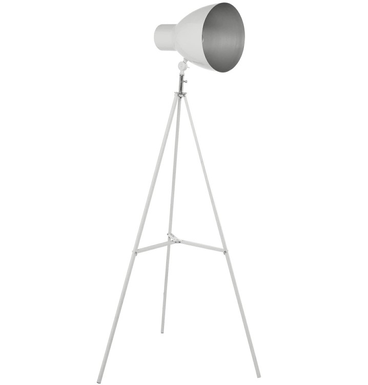 Lámpara de pie metal trípode blanca foco regulable