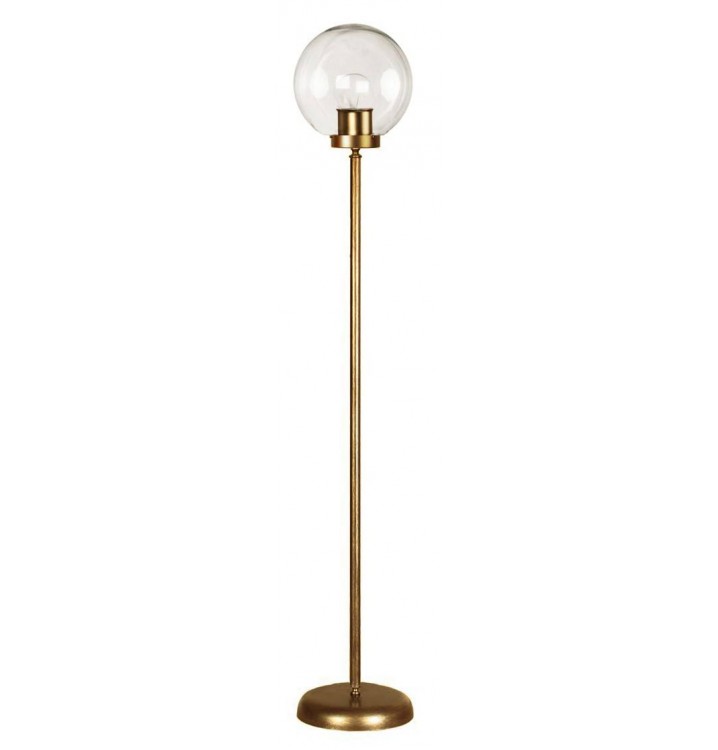 Lámpara de pie Atomo Art Decó oro viejo transparente