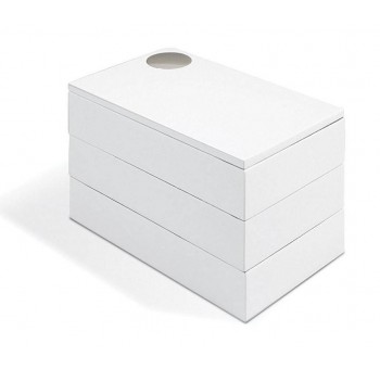 Joyero caja 3 pisos abatibles blanco lacado