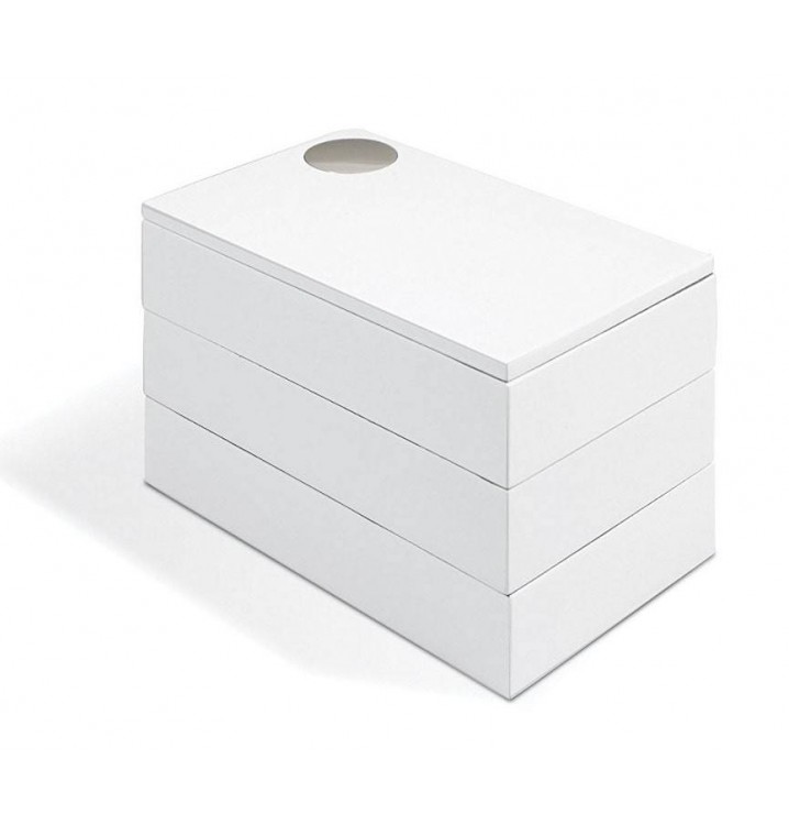 Joyero caja 3 pisos abatibles blanco lacado