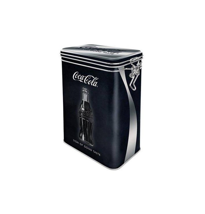 Caja metal con clip hermética Coca Cola negra