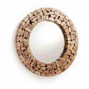 Espejo pared redondo en mosaico de madera natural reciclada nórdico