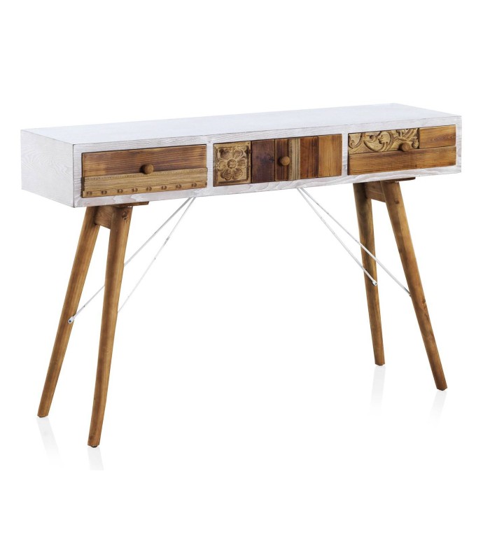 Consola entrada Devin 3 cajones madera tallada abeto