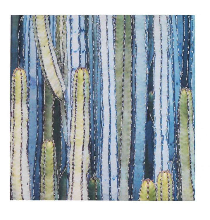 Cuadro lienzo cuadrado pintado a mano paisaje Cactus