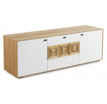 Mueble TV Cluas 2 puertas madera natural y blanco nórdico