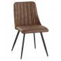 Set 4 sillas polipiel Lofax marrón patas metálicas negras