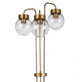 Lámpara de pie 3 brazos Art Decó globos cristal transparente