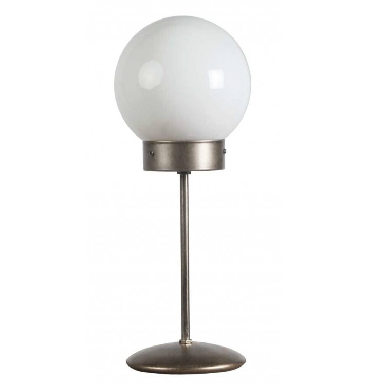 Lámpara de mesa Atomo Art Decó plateada traslúcida