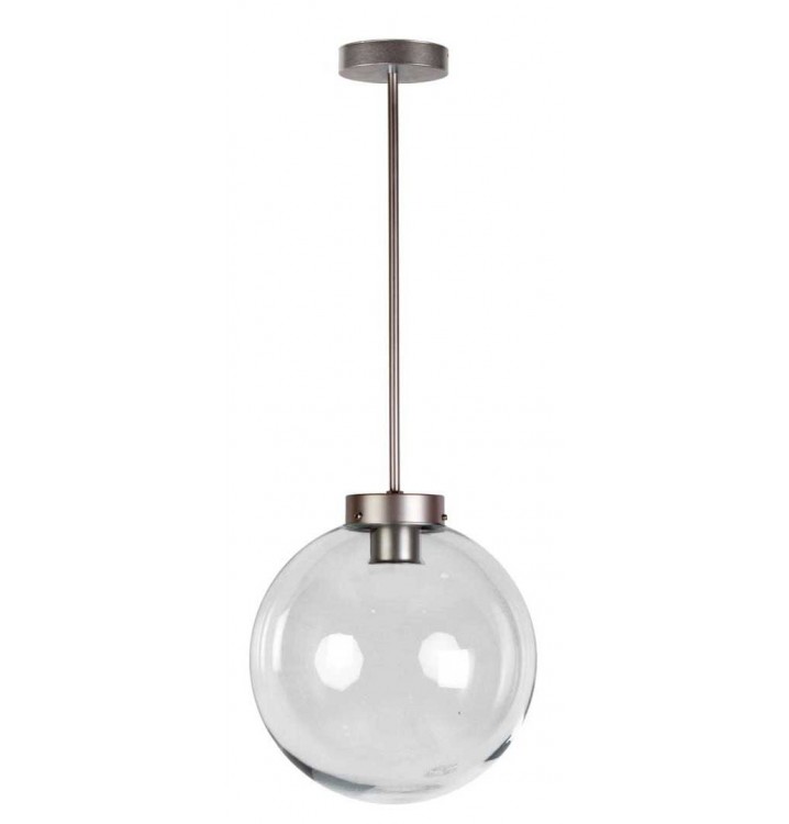 Lámpara de techo Atomo Art Decó plata vieja globo cristal transparente