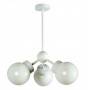 Lámpara techo Atomo Decó 3 brazos metal blanco globos cristal traslúcidos