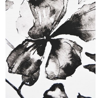 Cuadro rectangular lienzo flores negras