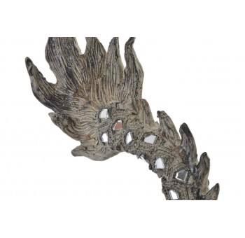 Dragón figura decorativa resina gris envejecido espejitos