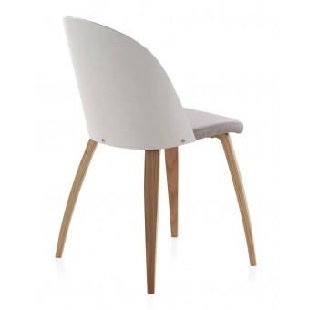 Set 4 sillas madera haya Aleksi tapizado gris respaldo blanco