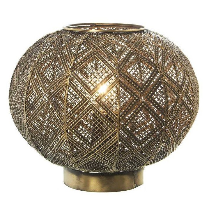 Lámpara sobremesa Mahatna esfera metal bronce envejecido